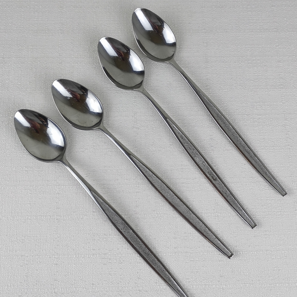 Ekco Eterna Stainless Sorority Teaspoons Glossy Textured Center set of 4 replace